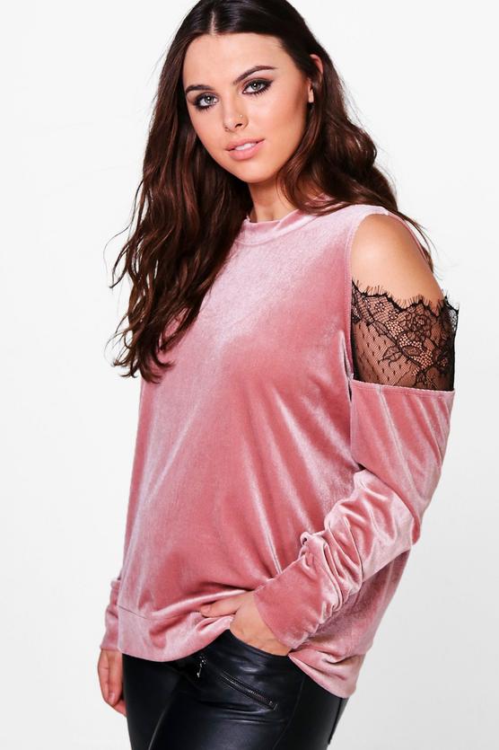 Plus Georgie Velvet Cold Shoulder Top